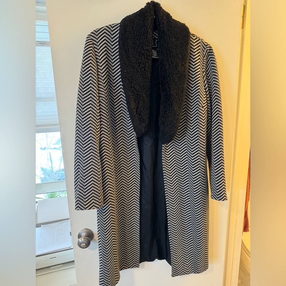 INC International Concepts Coat with Button Faux Fur Collar